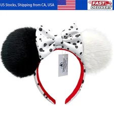 NWT Disney-Park's 101 Dalmations Cruella Faux Fur Plush Ears Headband USA