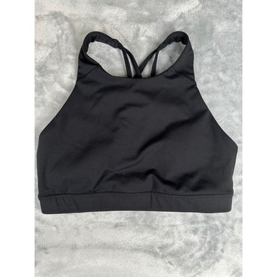 Old Navy Sports Bra Womens S Black Powersoft High Neck Strappy Back Activewear