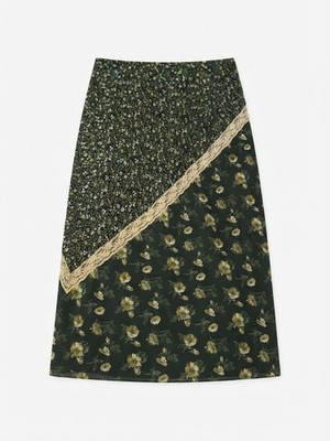 SO BIN ICH Rock Gr 52 Midi Maxi Blumen Muster Spitze Patchwork Boho A-Linie