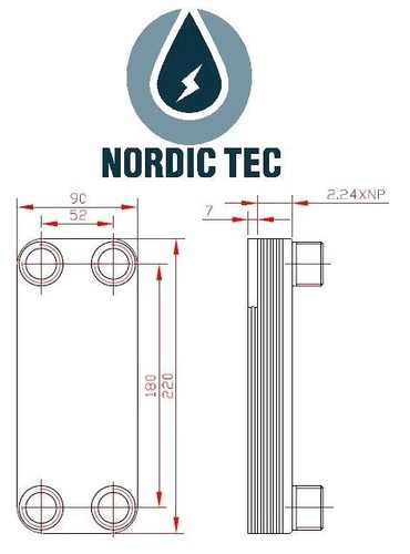 Edelstahlplatten PLATTENWÄRMETAUSCHER gelöscht NORDIC TEC 1"" 100-220 kW EU - Bild 2 von 25
