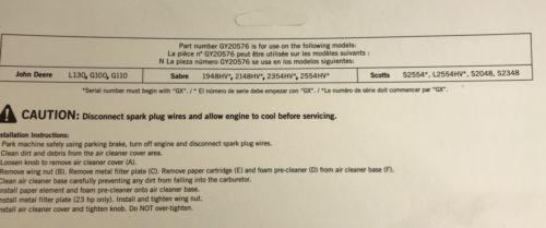GY20576 John Deere OEM Air Filter Kit - Picture 3 of 3