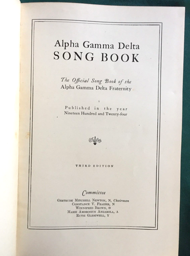 1924 - ALPHA GAMMA DELTA SONG BOOK - Sorority, Very Rare - Imagen 2 de 6