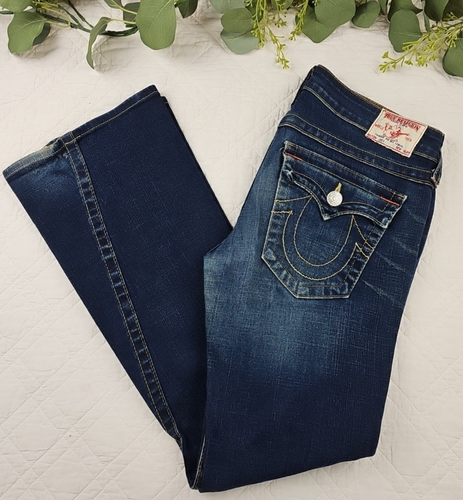 Vintage Y2K True Religion Flare Bootcut Denim Jeans Damen Größe 30 Low-Rise