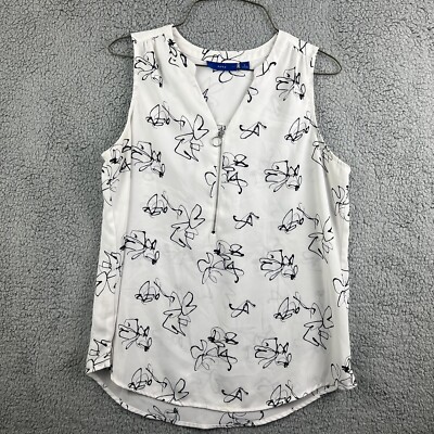 Apt 9 Flower White Sleeveless Blouse Size Small