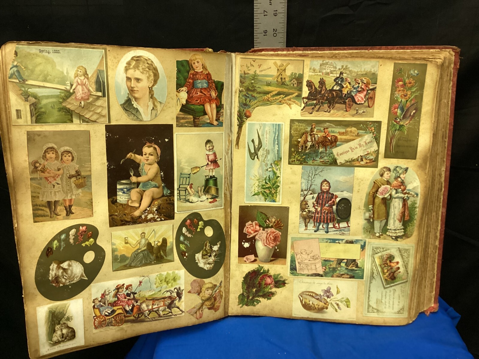 Large Antique Victorian Scrapbook Album Ephemera Die Cut Trading Cards