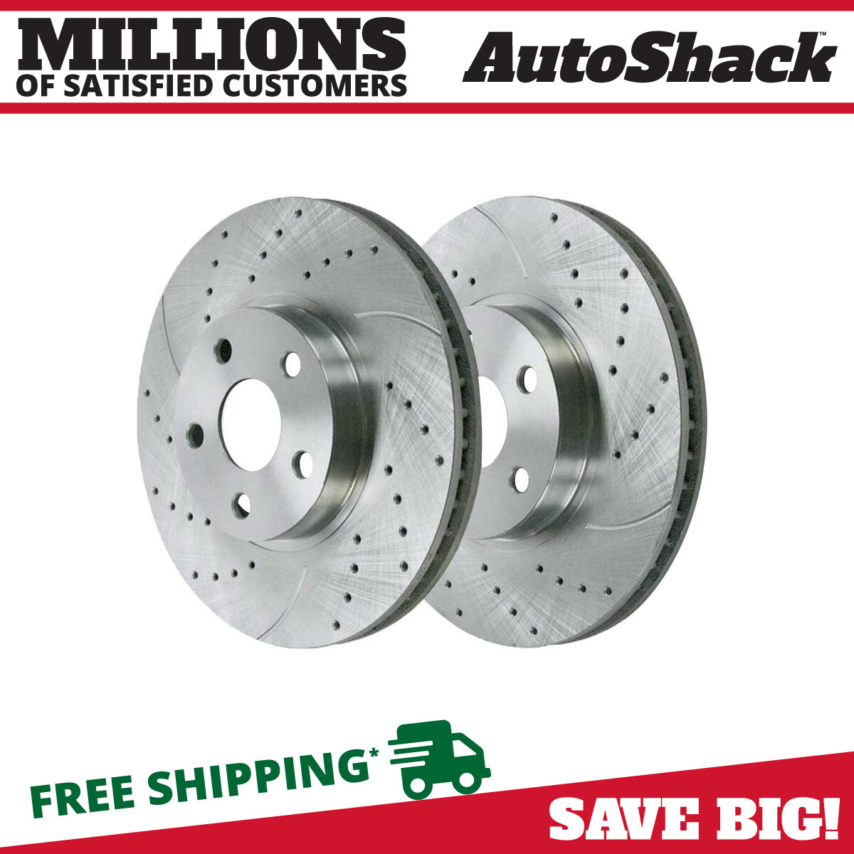 Front Drilled Slotted Brake Rotors Silver Pair 2 for Toyota Corolla