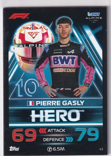 Topps F1 Turbo Attax 2023 Carte De Formule 1 N° 43 Pierre Gasly Héros