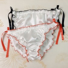 Satin Panty Silky Underwear Knicker Briefs Lace Ruffle Lingerie Sexy Lolita Soft