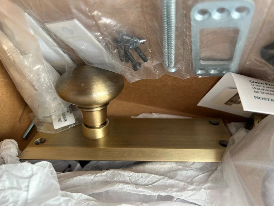 Nostalgic Warehouse New York Handleset S-Grip Long Plate Door Knob Antique Brass - Image 3 of 4