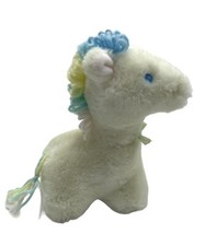 Vintage Eden Toys White Giraffe Pastel Yarn Mane Tail Ribbon Bow Tie