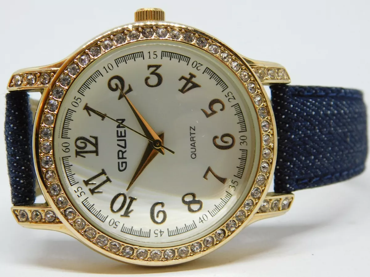 Gruen Gold Tone Case Quartz Analog Women s Watch New Battery