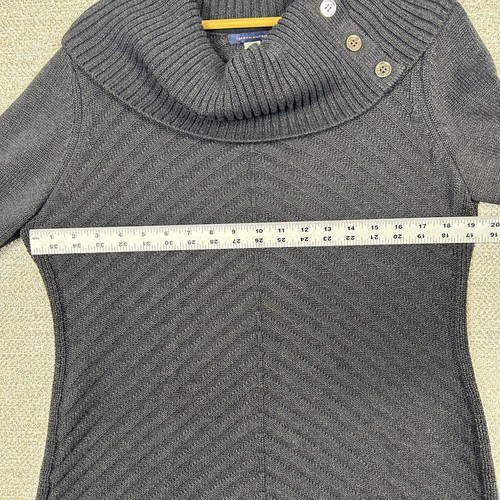 Tommy Hilfiger Sz L Dress Gray Cowl Turtle Neck Sweater Chevron Ribbed Knee - Picture 5 of 11