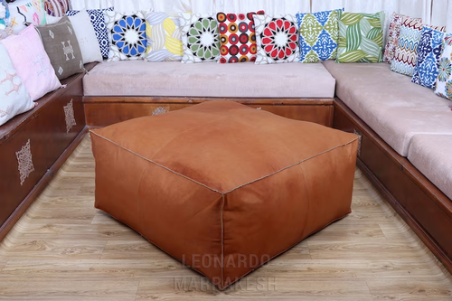 Elegant Aamazing Moroccan Pouffe Footstool Ottoman Goat Leather 30'' - Picture 5 of 8