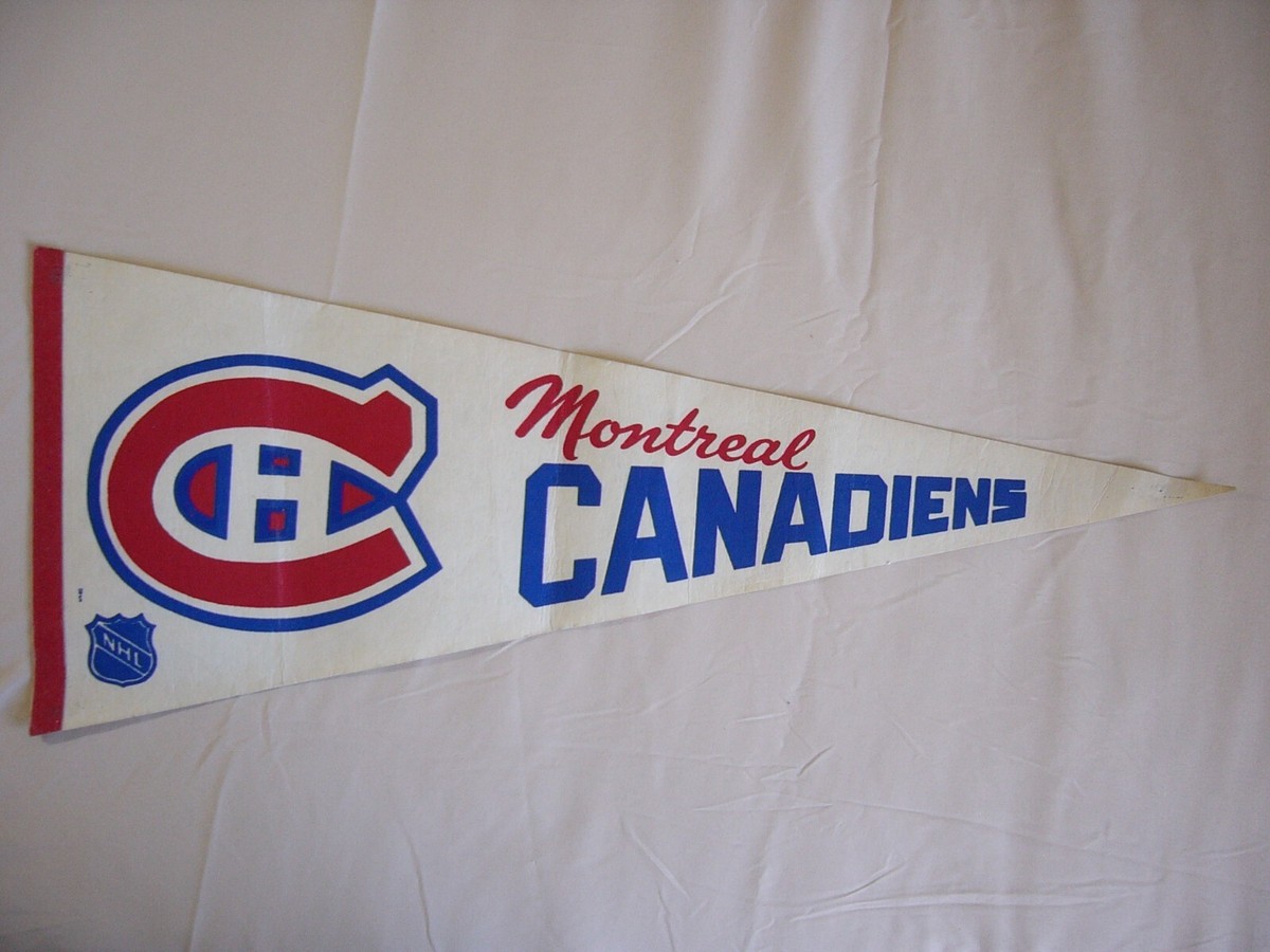 1970'S / 1980'S MONTREAL CANADIENS NHL HOCKEY PENNANT FLAG MADE IN