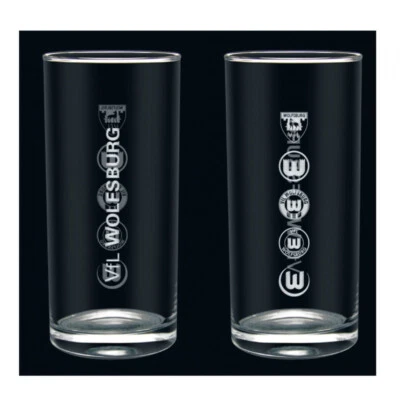 VfL Wolfsburg Trinkglas - Logohistorie - 2er Set Wasserglas Glas