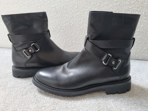 Stivali neri Belstaff Chelsea in pelle con fibbia e cinturino UK 6 EU 40 rrp £ 400 - Foto 14 di 17