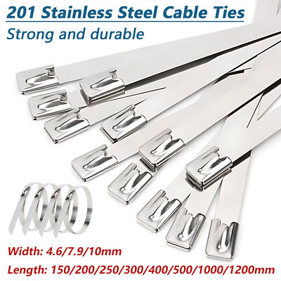 Metal Cable Ties Zip Tie Wraps Exhaust Strong 201 Stainless Steel Marine Grade
