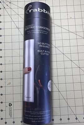 Rabbit W6316 Automatic Electric Corkscrew Silver FACTORY SEALED NEW