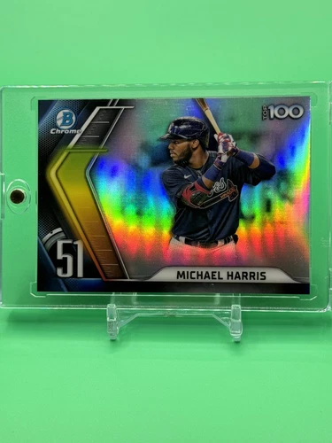 Michael Harris 2022 Bowman Insert Refractor Top 100 Prospect BTP-51 Braves