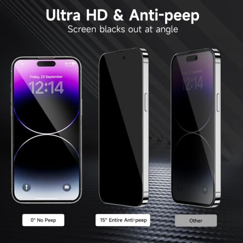 3x Protezione Schermo Vetro Temperato Privacy per iPhone 16 15 14 13 12 11 Pro Max - Foto 2 di 14