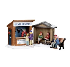 Lemax Skate Rentals Set Of 3-Holiday  Village Winter Carnival -Pond Accent