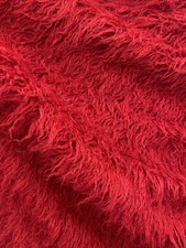 Red Mongolian faux fur long hair pile fabric BY THE YARD 58" Wide