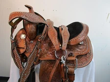 WESTERN TRAIL SADDLE 13 12 10 USED KIDS YOUTH PLEASURE HORSE TOOLED LEATHER TACK