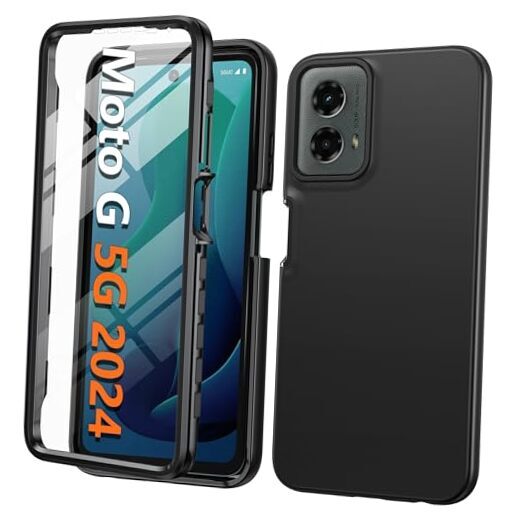 for Motorola Moto G-5G-2024 Case: Phone Case with Built-in Screen Black