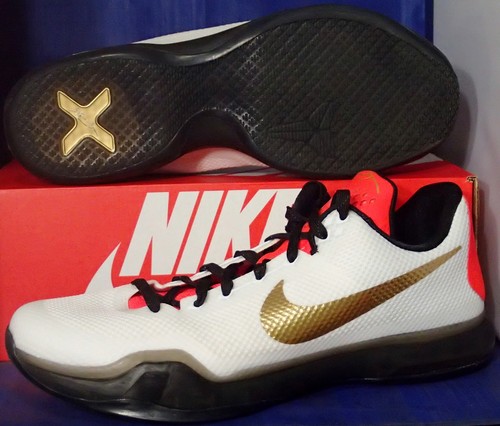 Nike Kobe X 10 iD White Black Gold Bright Crimson SZ 12.5 ( 777411-981 )