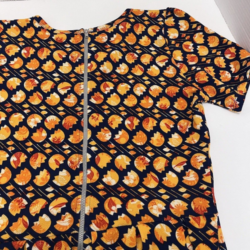 LulaRoe Dress Womens L Blue Floral Short Sleeve Fit &Flare Pockets Zipper Pleats - Picture 10 of 18