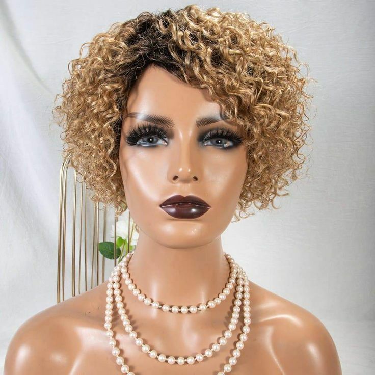 Ombre Blonde Dark Root Real Human Hair Wig No Lace Wig Short  display picture 3