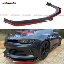 For 2016-2024 Chevy Camaro 1LE Style Front Bumper Lip Splitter Black w/ Red Line