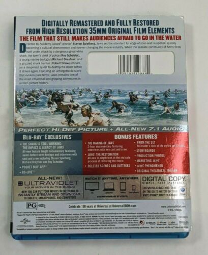 Jaws (Blu-ray/DVD, 2012, 2-Disc Set, Universal 100th Anniversary With Slip Cover - Imagen 3 de 5