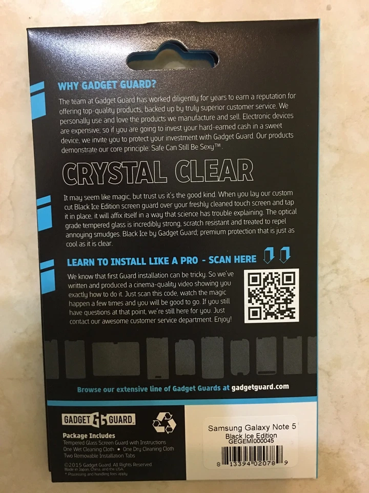 Gadget Guard Samsung Galaxy Note 5 Tempered Glass Black Ice Screen Protector - Image 2 of 3