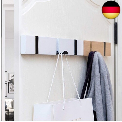Hakenleiste Holz Kleiderhaken Klappbar Garderobenleiste Wand Garderobenhaken - Bild 6 von 13