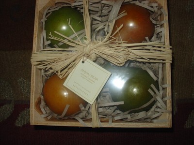 Pottery Barn Anjou Pear Scented Candles Bougies Parfumees Set Of 4