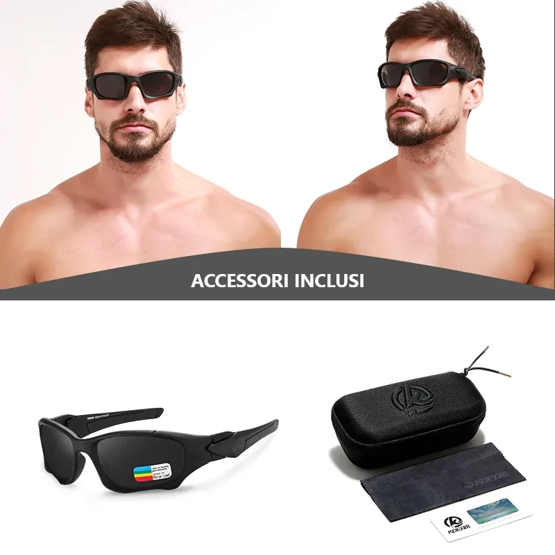 OCCHIALI DA SOLE UOMO DONNA POLARIZZATI GUIDA SPORT LAVORO UV400 NERI COLORATI - Immagine 4 di 4