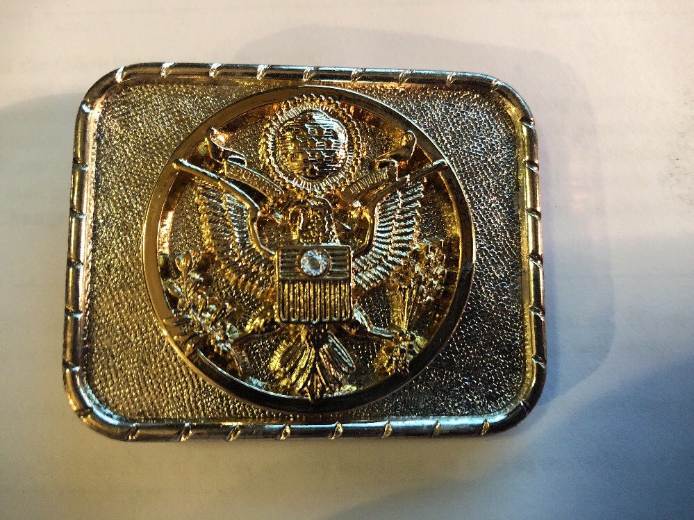 Vintage Presidential Seal  Eagle Diamond Accent Belt Buckle 2 1/4" x 1 7/8"