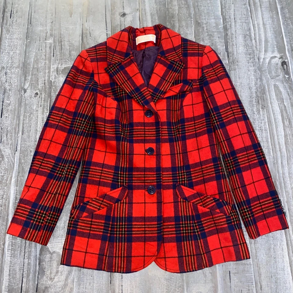 De Colección Pendleton 2 Piezas Lana Falda Traje Talla 8 Rojo Tartán Cuadros Academia Preppy Foto 2 de 4