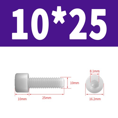 Kunststoff Zylinderschrauben Innensechskant Weiß Nylon DIN 912 M3 M4 M5 Bis M12 - Bild 60 von 82