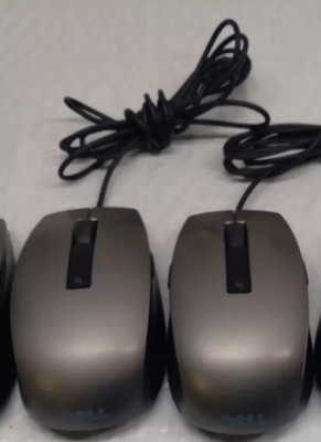 lot of 2 DELL USB 0Y357C D251D Silver/Black Optical 6 Button Scroll Wheel Mouse