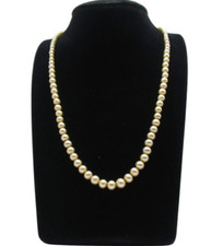 Vintage Yellow Graduated Cultured Pearl Necklace with 14k White Gold Clasp