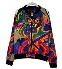 Lily Street Design Women’s Zip Rainbow Marble Bomber Jacket Sz Large