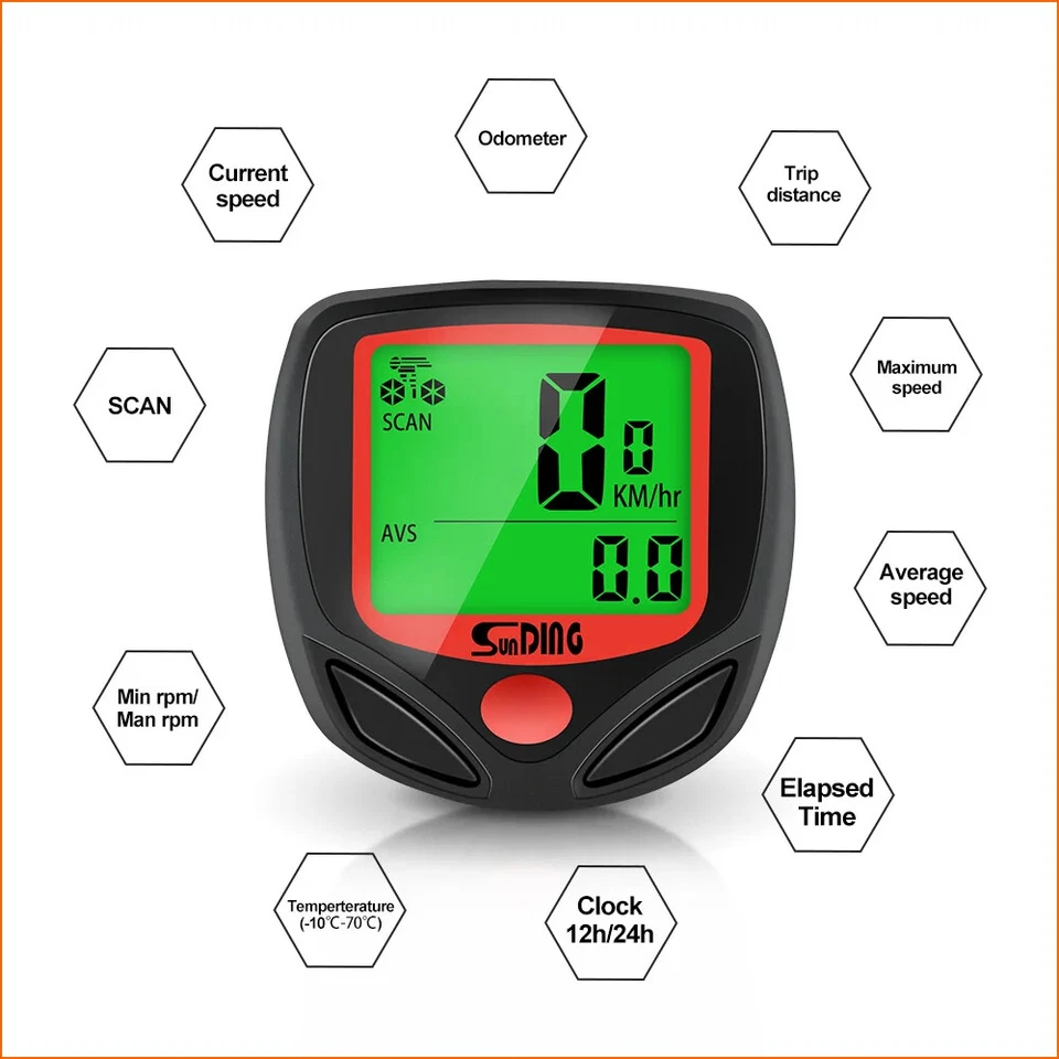 Bicycle Computer Bike Stopwatch Speedometer Odometer Temperature Ride Accessorie - Bild 4 von 4