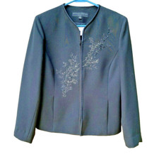 WOMEN'S BLACK KASPER  COMPANY ASL SIZE 6 SUIT TOP JACKET ZIPPER POCKETS