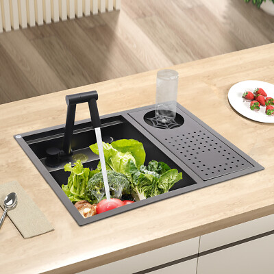 Modern Nano-Stainless Steel Bar Sink with 360° Faucet for Easy Cleaning