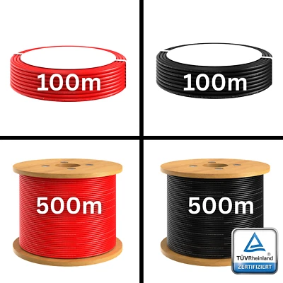 KUKA CABLE 100m/500mSolarkabel Verlängerungskabel für PV-Anlagen 6mm2 schwarz/rot