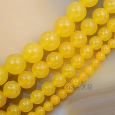 Yellow Jade Gemstone Round Ball Spacer Loose Beads 15" 4mm 6mm 8mm 10mm 12mm