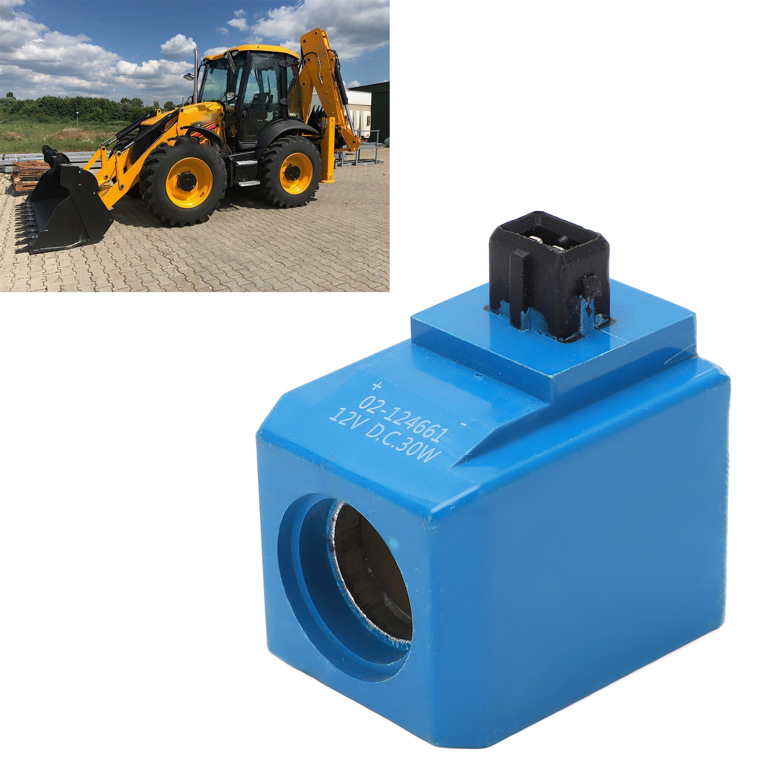 Solenoid Coil 02‑124661 12V 30W Round Pin Excavator Solenoid Valve Coil for JCB