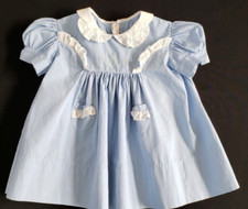 Vintage Infant Toddler Handmade Embroidered Cotton Dress  Made in Phillipines